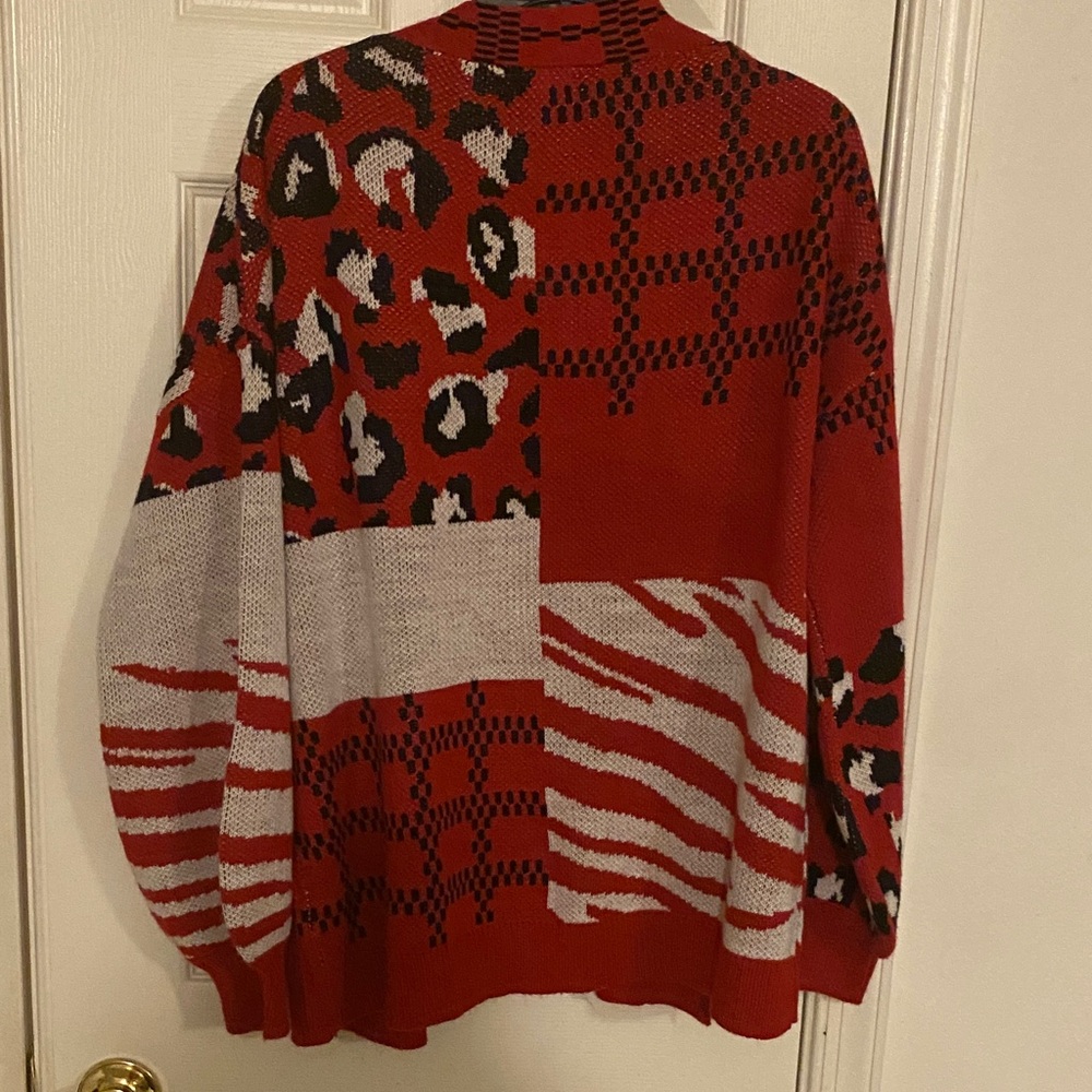 Cato Red and Black Knit Cardigan - Picture 4 of 4